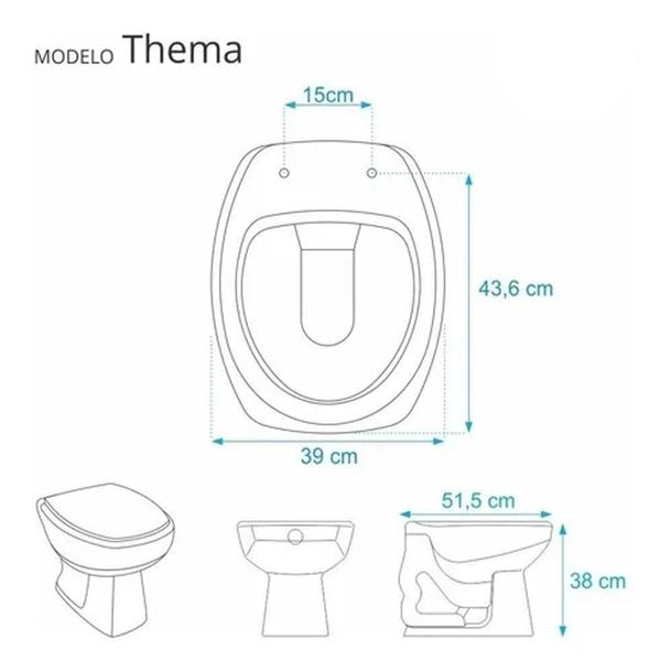 Imagem de Assento Sanitário Almofadado Thema Herc Bege - Helc