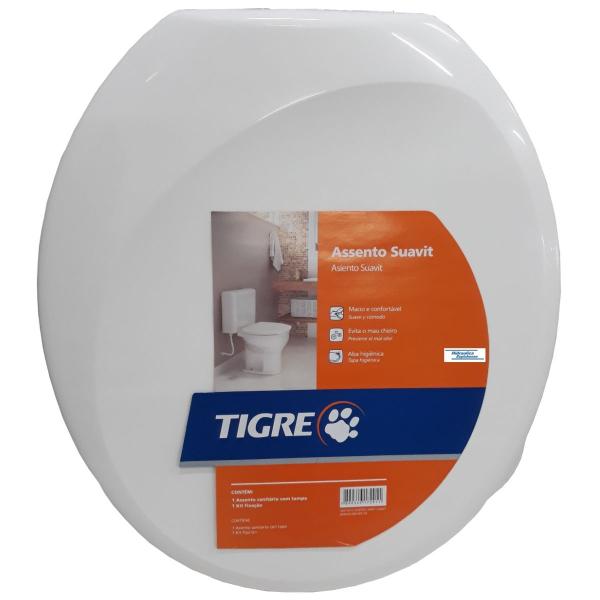 Imagem de Assento Sanitario Almofadado Tigre Fofinho Universal Oval Branco