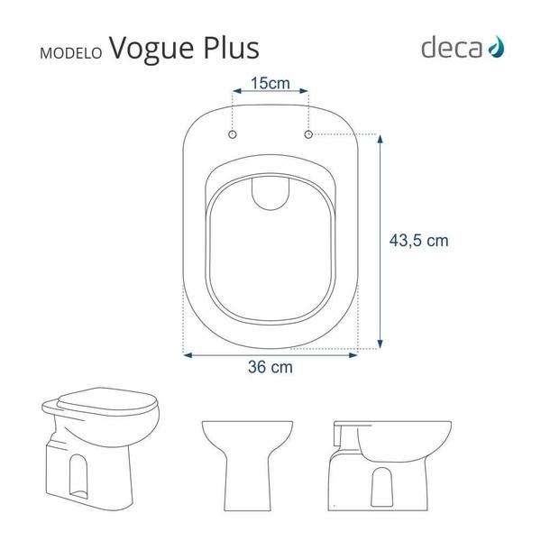 Imagem de Assento Sanitário Almofadado Vogue Plus Creme para bacia Deca