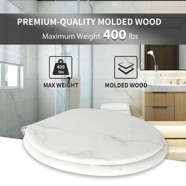 Imagem de Assento sanitário Angel Shield Marble Durable Molded Wood Elongate