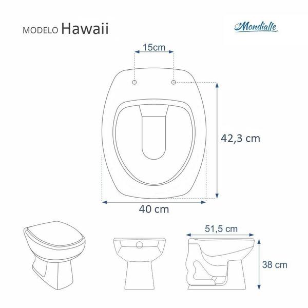 Imagem de Assento Sanitário Astra com Amortecedor Hawaii Branco para Vaso Mondialle