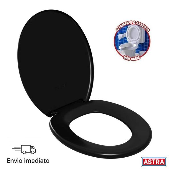 Imagem de Assento sanitario astra oval tampa privada universal preto