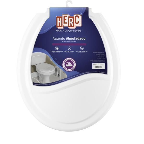 Imagem de Assento Sanitário Banheiro Almofadado De Plástico Oval Branco Universal Herc