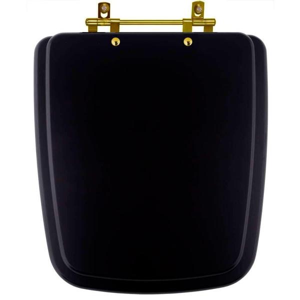 Imagem de Assento Sanitário Boss Matte Black Preto Fosco para vaso Incepa Com Ferragem Dourada