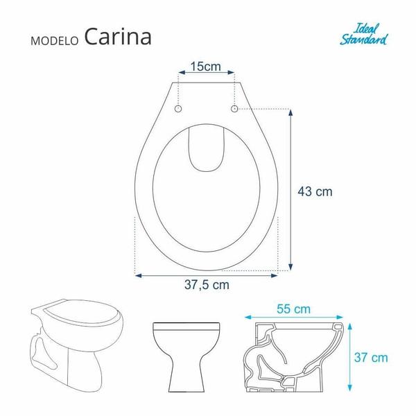 Imagem de Assento Sanitario Carina Sterling Silver (Cinza Claro) para vaso Ideal Standard