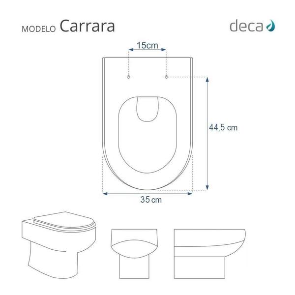 Imagem de Assento Sanitário Carrara Branco para vaso Deca Com Ferragem Dourada