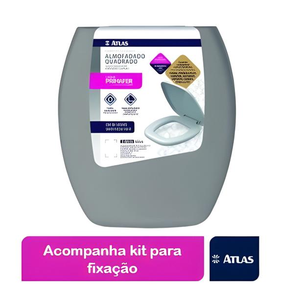 Assento Sanitário Cinza Almofadado Quadrado Atlas Imagem de Assento Sanitário Cinza Almofadado Quadrado Atlas