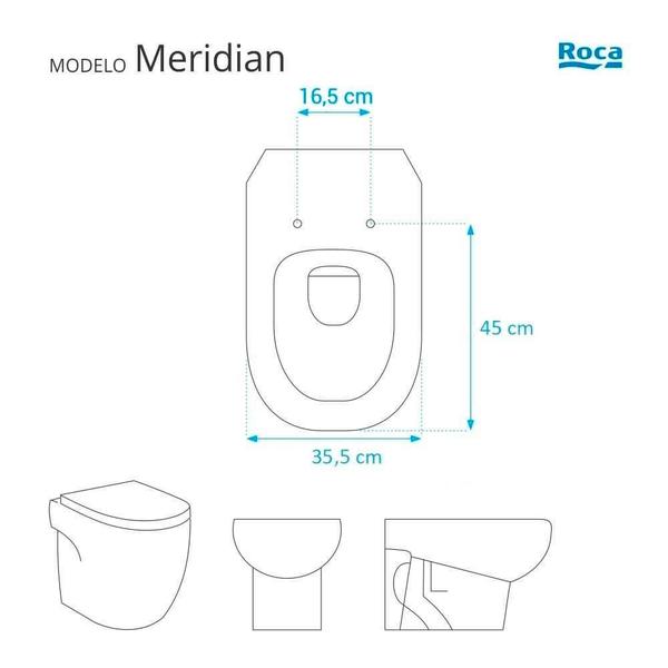 Imagem de Assento Sanitário com Amortecedor Meridian Branco para vaso Roca com Ferragem Dourada