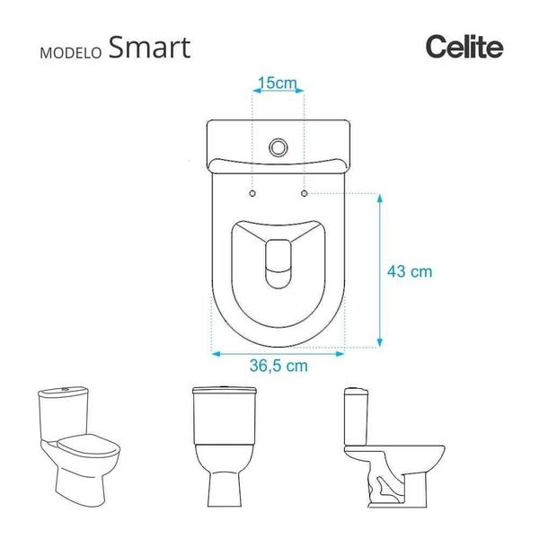 Imagem de Assento Sanitario com Amortecedor Smart Cinza Prata para Vaso Celite