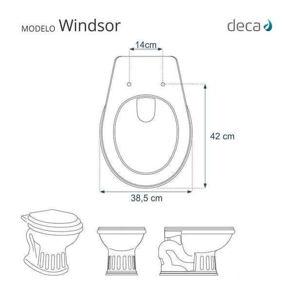 Imagem de Assento Sanitário com Amortecedor Windsor Creme para vaso Deca com Ferragem Dourada