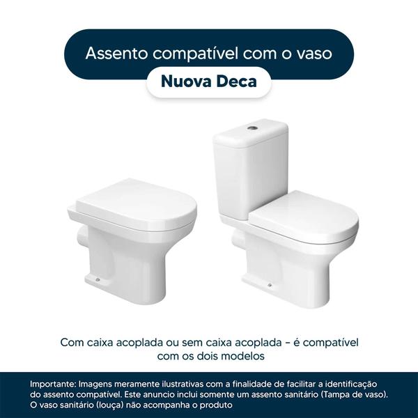 Imagem de Assento Sanitário com Fechamento Lento Nuova Creme para vaso Deca com Ferragem Dourada