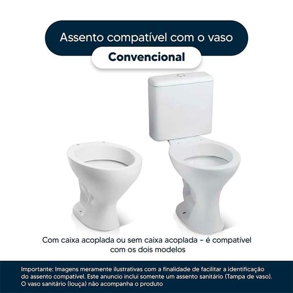 Imagem de Assento Sanitário Convencional Oval Creme para vaso Deca com Ferragem Dourada