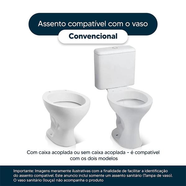 Imagem de Assento Sanitário Convencional Oval Universal Branco para vasos Deca, Incepa, Celite, Icasa, Fiori