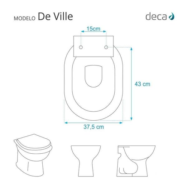 Imagem de Assento Sanitario De Ville Amendoa para vaso Deca