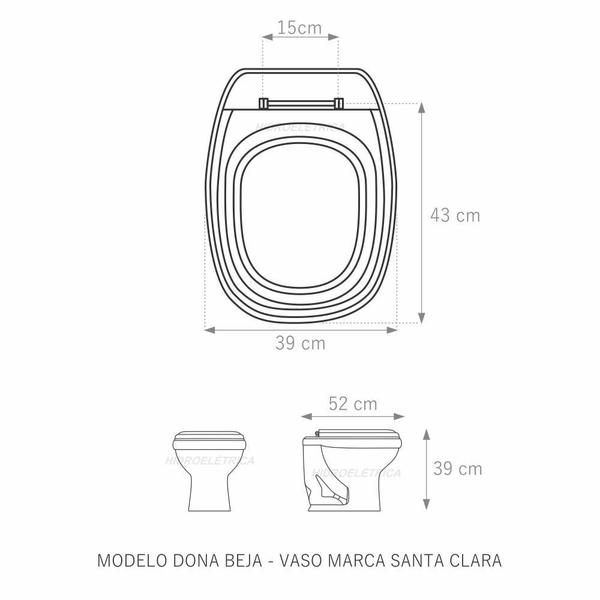 Imagem de Assento Sanitário Dona Beja Branco Almofadado - Santa Clara