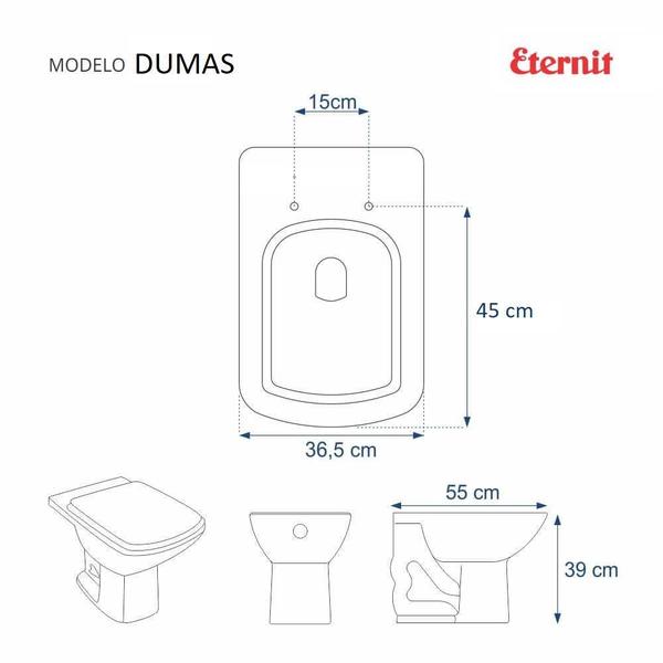 Assento Sanitário Dumas Branco para vaso Eternit 6lpf - Pontto Lavabo Imagem de Assento Sanitário Dumas Branco para vaso Eternit 6lpf