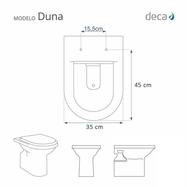 Imagem de Assento Sanitário Duna Branco para vaso Deca Com Ferragem Dourada