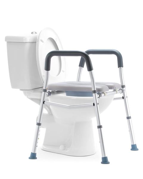 Assento sanitário elevado HEAO 3 em 1 ajustável com assento acolchoado de 400 libras Imagem de Assento sanitário elevado HEAO 3 em 1 ajustável com assento acolchoado de 400 libras