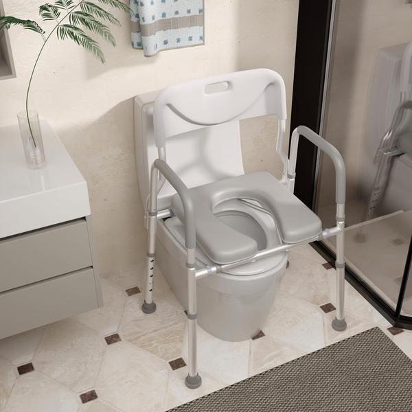 Assento sanitário elevado Xilingol com alças e encosto 160kg Imagem de Assento sanitário elevado Xilingol com alças e encosto 160kg