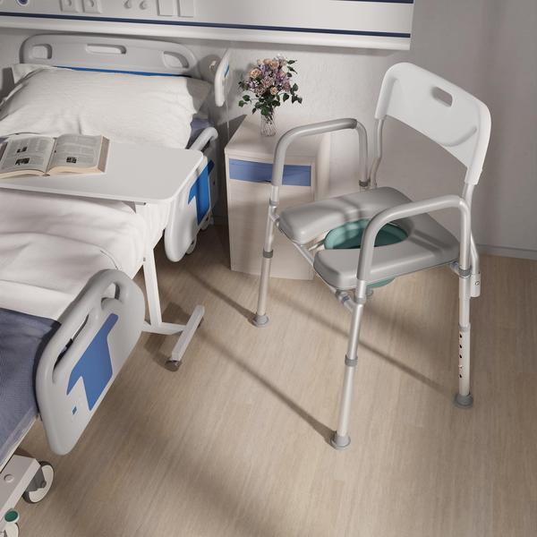 Assento sanitário elevado Xilingol com alças e encosto 160kg Imagem de Assento sanitário elevado Xilingol com alças e encosto 160kg