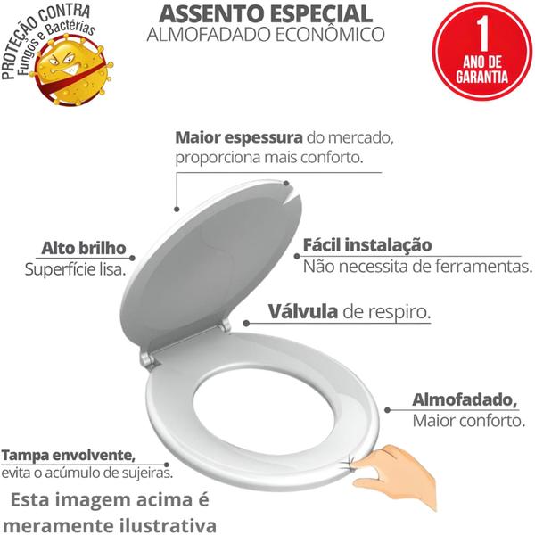 Imagem de Assento Sanitário Especial Almofadado Econômico 437,2 X 363,0 X 46,4mm Marrom Escuro