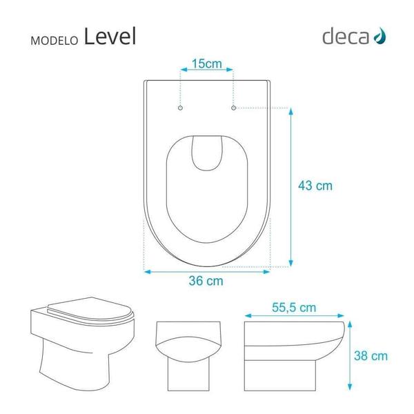 Imagem de Assento Sanitário Fechamento Lento Level Branco para Louça Deca