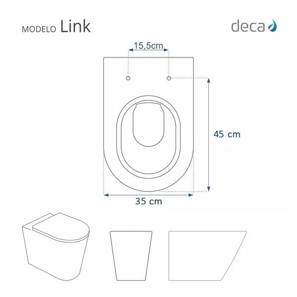 Imagem de Assento Sanitário Fechamento Lento Link Marrom Fosco para vaso Deca