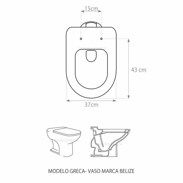 Imagem de Assento Sanitário Greca Verde Água Tampa para Vaso Belize Almofadado