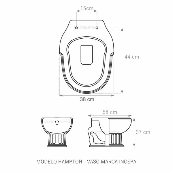 Imagem de Assento Sanitário Hampton Preto Tampa para Vaso Incepa de Madeira Laqueada