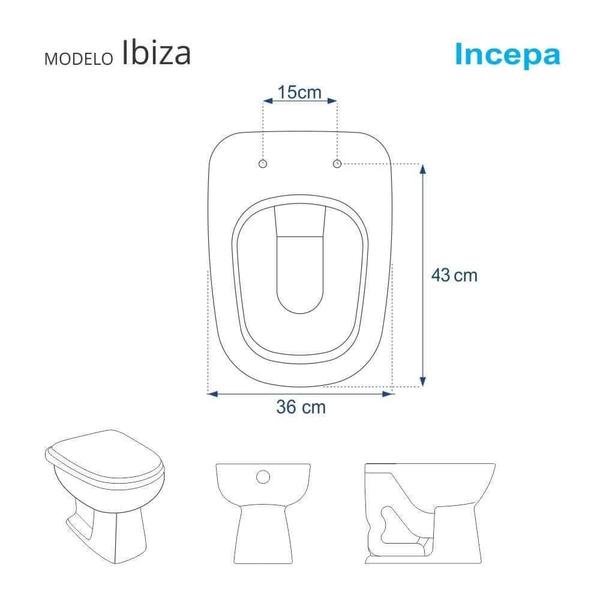 Imagem de Assento Sanitario Ibiza Bege Claro (Biscuit) para vaso Incepa