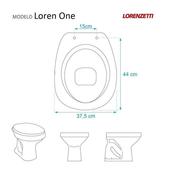 Imagem de Assento Sanitário Laqueado Loren One Cinza Claro para louça Lorenzetti