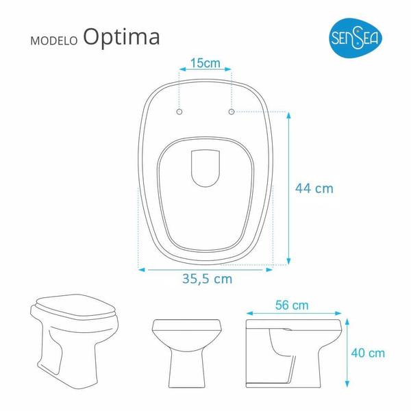 Imagem de Assento Sanitário Laqueado Soft Close Optima Branco para vaso Sensea