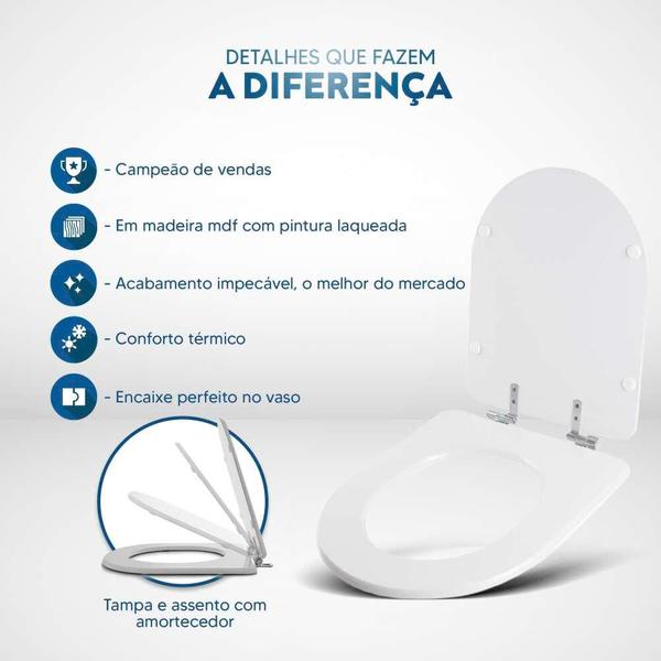 Imagem de Assento Sanitário Laqueado Soft Close Oxford Creme (Bege) para vaso Deca