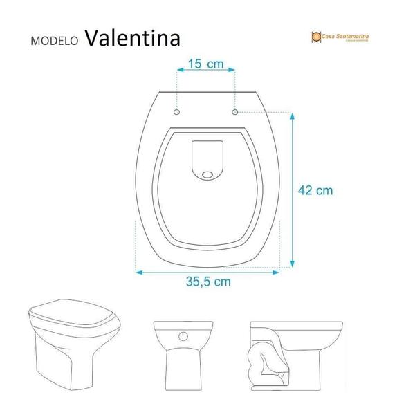 Imagem de Assento Sanitário Laqueado Valentina Cinza Claro para vaso Santamarina