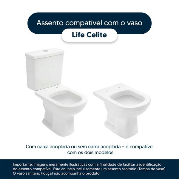 Imagem de Assento Sanitário Life Cinza Prata para vaso Celite