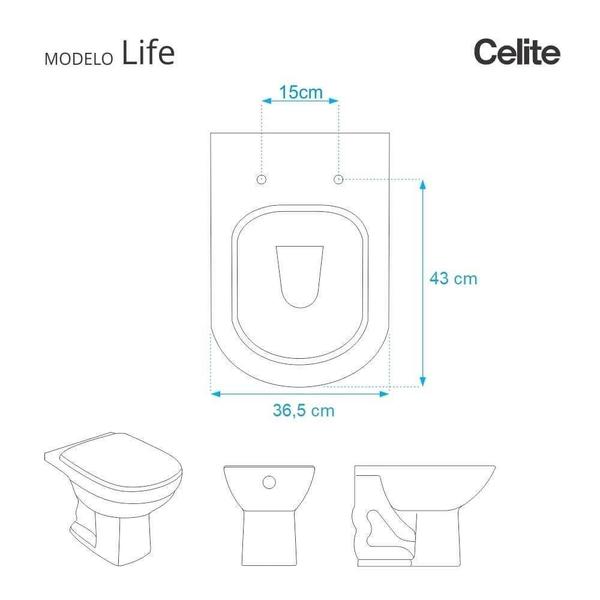 Imagem de Assento Sanitario Life Pergamon (Bege Claro) para Vaso Celite