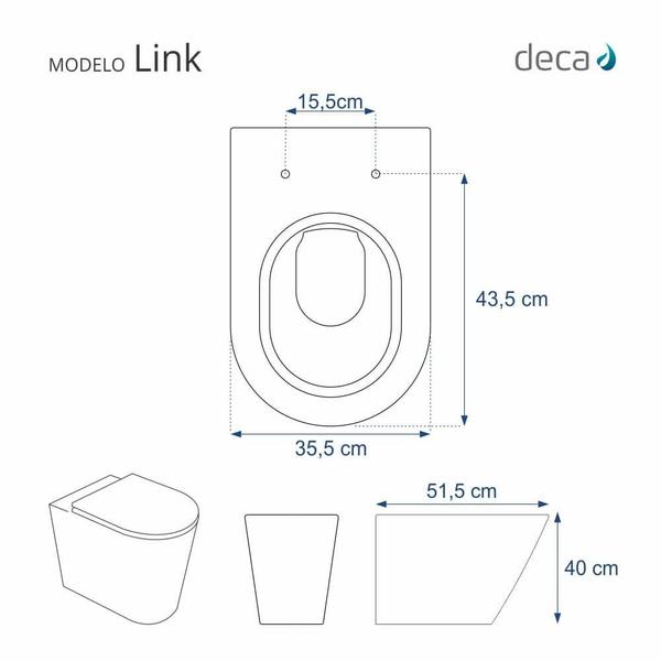 Imagem de Assento Sanitário Link Branco Com Ferragem Dourada P/ Deca