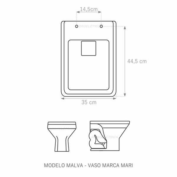 Imagem de Assento Sanitário Malva Branco Tampa para Vaso Mari de Madeira Laqueada