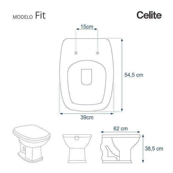 Imagem de Assento Sanitário MDF Fit/Versato Branco Cromado Tondo