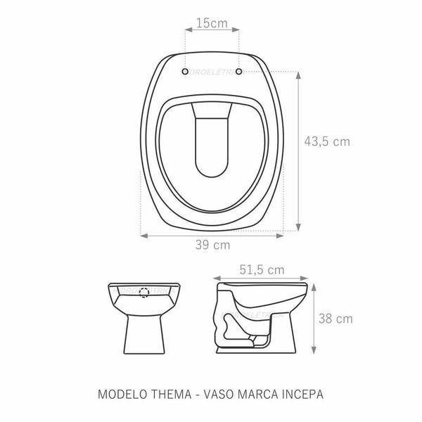 Imagem de Assento Sanitário MDF Laminado Thema Cinza Claro Incepa