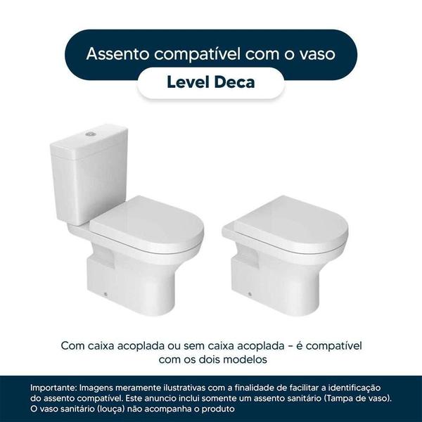 Imagem de Assento Sanitário MDF Soft Close Level Marrom Fosco para Vaso Deca com Ferragem Marrom