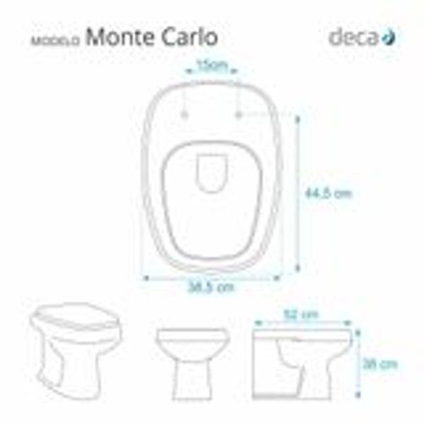 Imagem de Assento Sanitário Monte Carlo Branco Tampa para Vaso Deca de Madeira Laqueada