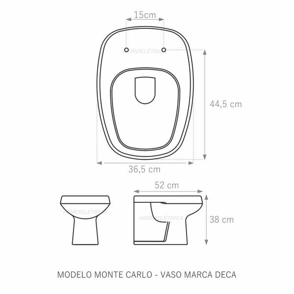 Imagem de Assento Sanitário Monte Carlo Branco Tampa para Vaso Deca em Polipropileno