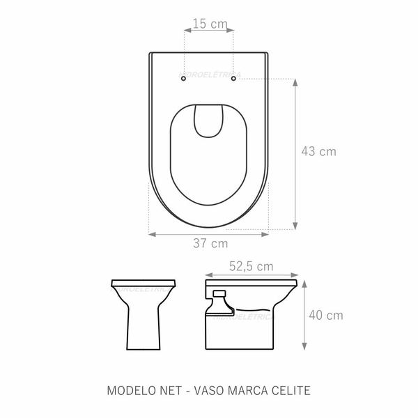 Imagem de Assento Sanitário Net Cinza Claro Tampa para Vaso Celite Almofadado