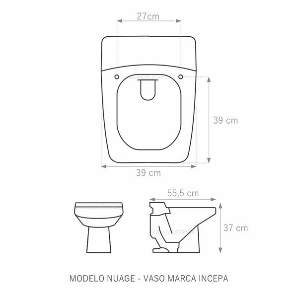 Imagem de Assento Sanitário Nuage Amber (Cinza Escuro) Tampa para Vaso Incepa de Madeira Laqueada