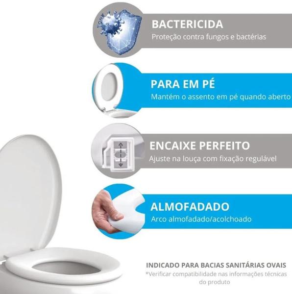 Imagem de Assento Sanitário Oval Almofadado Branco Astra TPK/AS*BR1