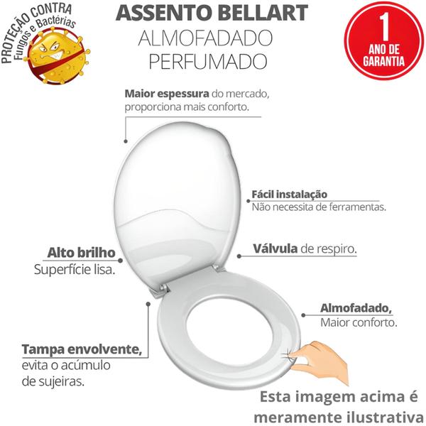 Imagem de Assento Sanitário Para Banheiro Almofadado Floral Bellart Com Dimensão 449,2 x 385,3 x 41,5mm Preto