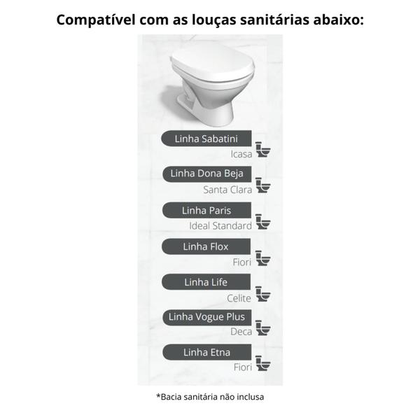 Imagem de Assento Sanitário Para Banheiro Almofadado Luxo Sabatini Bege Biscuit, Dimensão 487,9 x 382,6x44,0mm