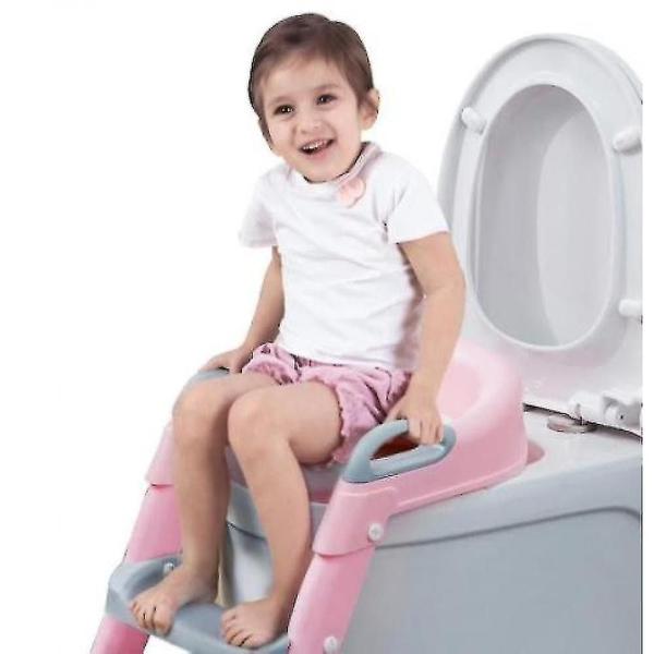 Imagem de Assento sanitário para bidê para bebês com escada ajustável, tênis dobrável - rosa