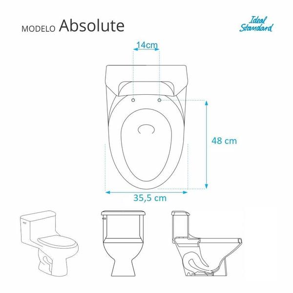 Imagem de Assento Sanitário Poliéster Absolute Branco para vaso Ideal Standard Com Ferragem Dourada